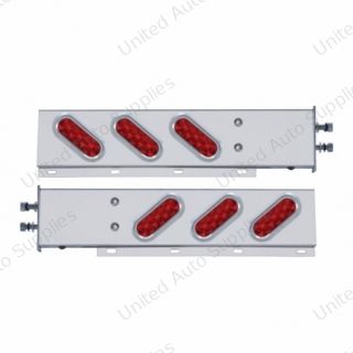 2.5" Bolt Pattern SS Spring Loaded Bar With 6 Oval 10 LED Lights & Visors -Red LED & Lens (Pair)