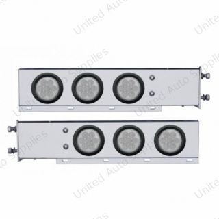 3-3/4" Bolt Pattern Chrome Spring Loaded Bar W/6X 4" 7 Red LED Lights - Clear Lens (Pair)