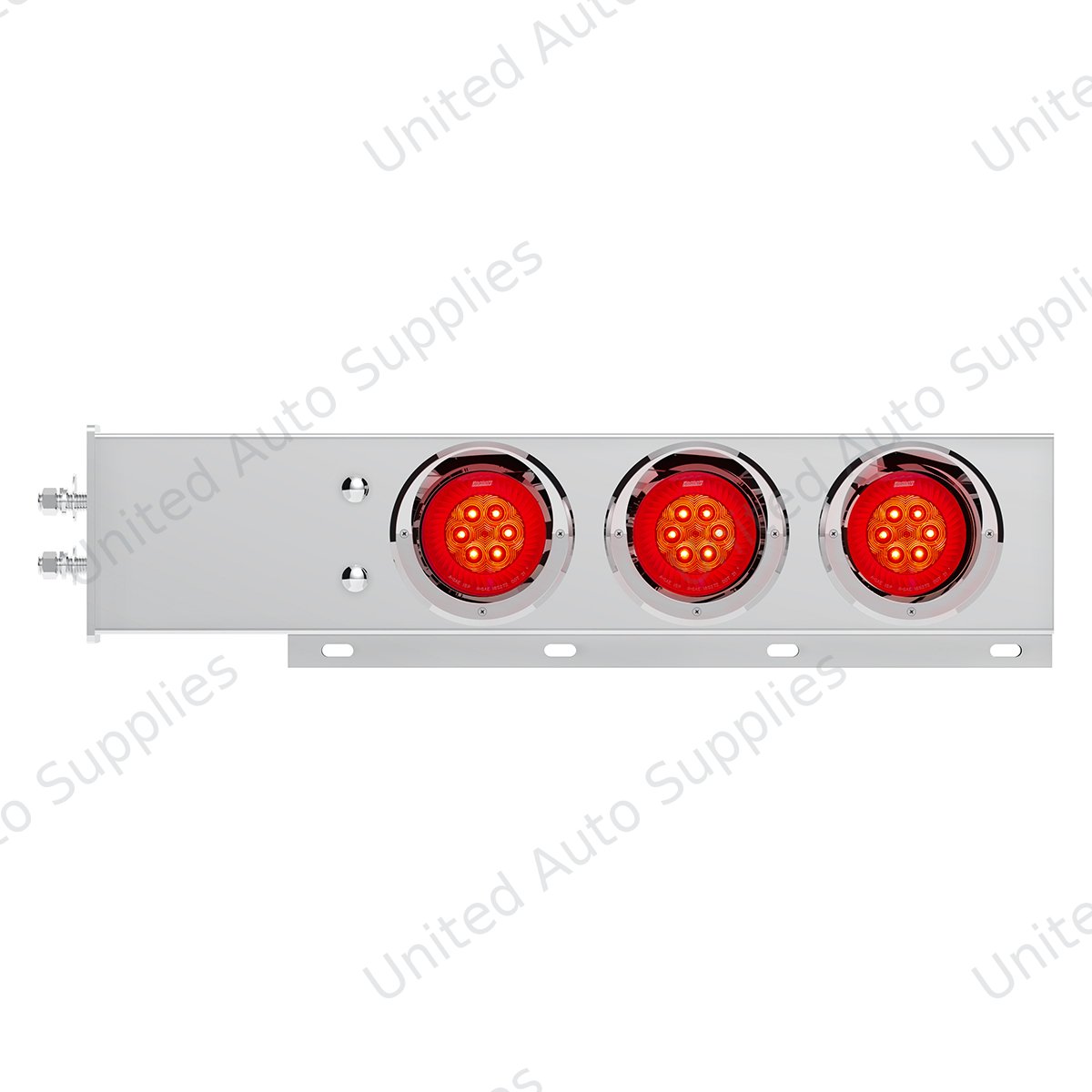 2" Bolt Pattern SS Spring Loaded Bar With 6X 4" 16 LED Turbine Lights & Visors - Red LED/Red Lens (Pair)