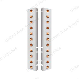 SS Front Air Cleaner Bracket With 22X 3 Amber LED 3/4" Mini Lights & SS Bezels For Peterbilt-Amber Lens