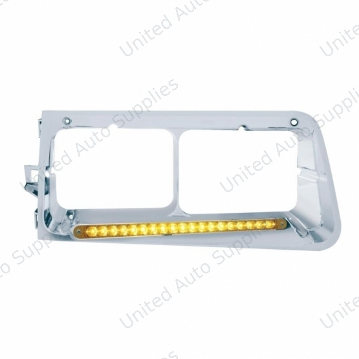 19 LED Headlight Bezel For 1989-2009 Freightliner FLD - Passenger - Amber LED/Amber Lens