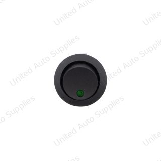 Green LED Round Rocker 10 Amp 12V On/Off 1/2" Dia. 1 Pc.