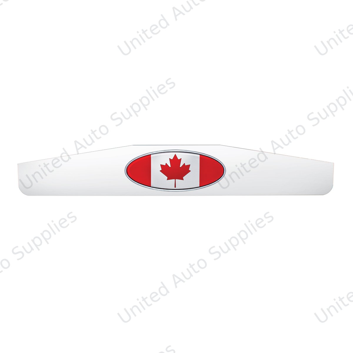 4" X 24" Chrome Bottom Mud Flap Weight With Oval Canada Flag Emblem