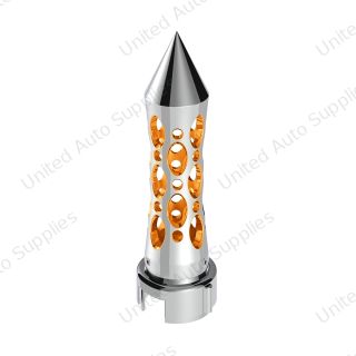 Thread-On Daytona Spike Gearshift Knob With LED 13/15/18 Speed Adapter - Chrome/Amber LED