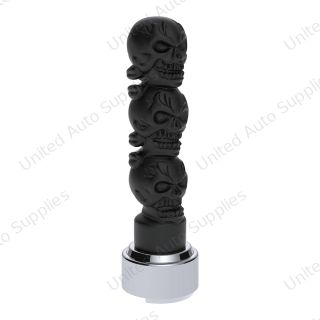Thread-On 3-Skulls Gearshift Knob With Adapter For Eaton-Fuller 9/10 Speed Shifter-Matte Black