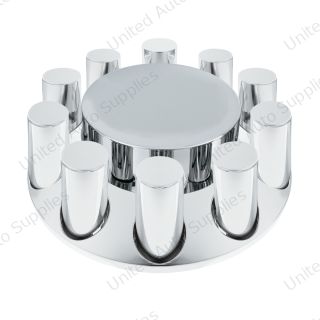 Chrome Plastic Flat Top Front Axle Cover With 33mm Standard Thread-On Tall Cylinder Nut Covers