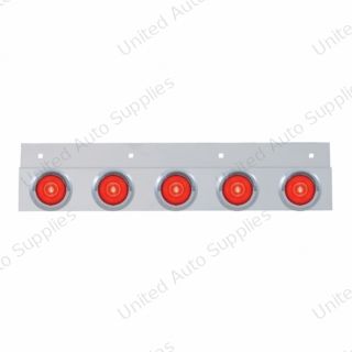 Stainless Top Mud Flap Bracket With 5X 6 LED 2" GloLight & Visors - Red LED/Red Lens (Each)