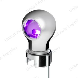 Thread-On Chrome Charlotte Gearshift Knob With LED 13/15/18 Speed Adapter-Purple LED
