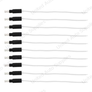 6" Single Lead Wire With .180 Bullet Termination & Stripped End - White (10 Pcs)