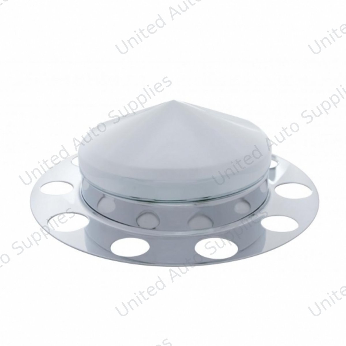 Chrome Pointed Front Axle Cover 3PC For With 1-1/2" Nut Cover - Steel Wheel
