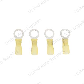 12-10 AWG 3/8" Stud CS Heat Shrink Ring Terminal - Yellow (4-Pack)