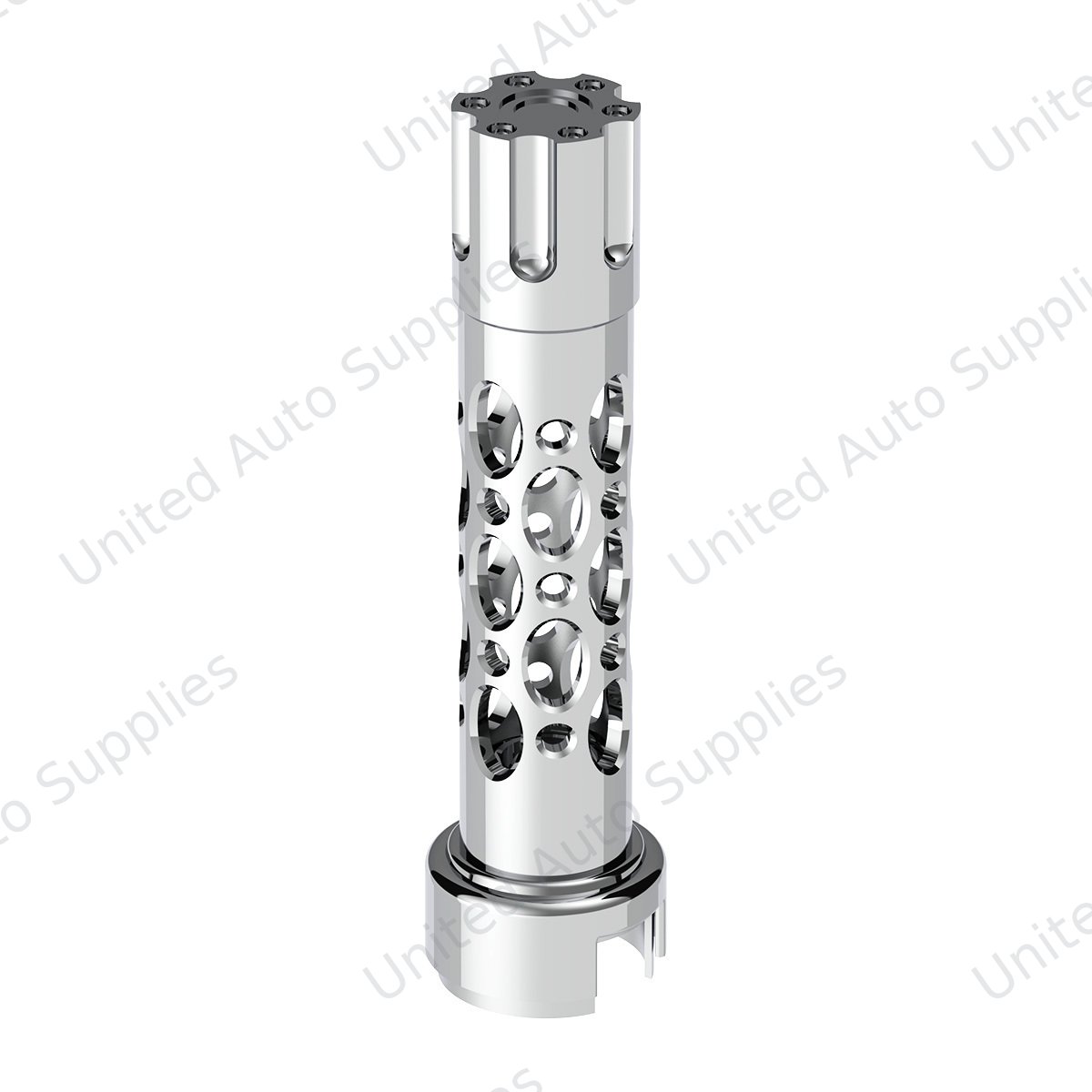 Austin Gun Cylinder Gearshift Knob With 13/15/18 Speed Adapter - Chrome/Vertical
