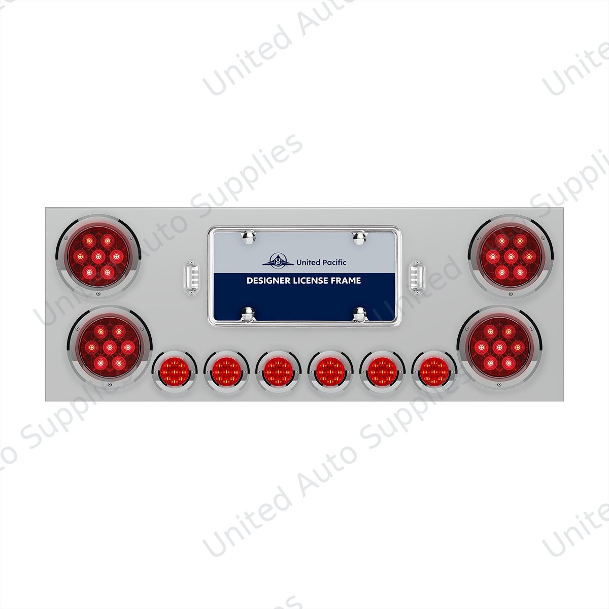 SS Rear Center Panel With 4X Red LED 4" Light & 6X Red LED 2" Light & Bezel -Red Lens -Comp. Series