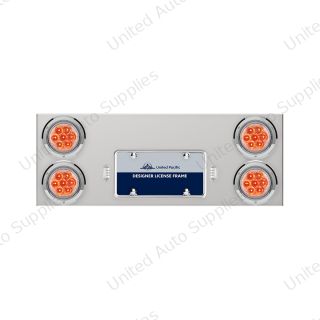 33-3/4" Stainless Rear Center Panel With Four 7 LED 4" Reflector Lights & Bezels - Red LED/Clear Lens