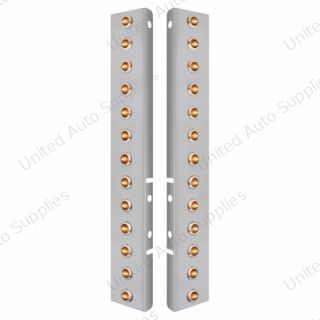 SS Front Air Cleaner Bracket With 26X 3 LED 3/4" Mini Lights & SS Bezels For Peterbilt-Amber LED/Clear Lens