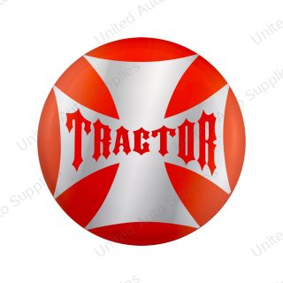 "Tractor" Maltese Cross Air Valve Knob Candy Color Sticker - Cadmium Orange