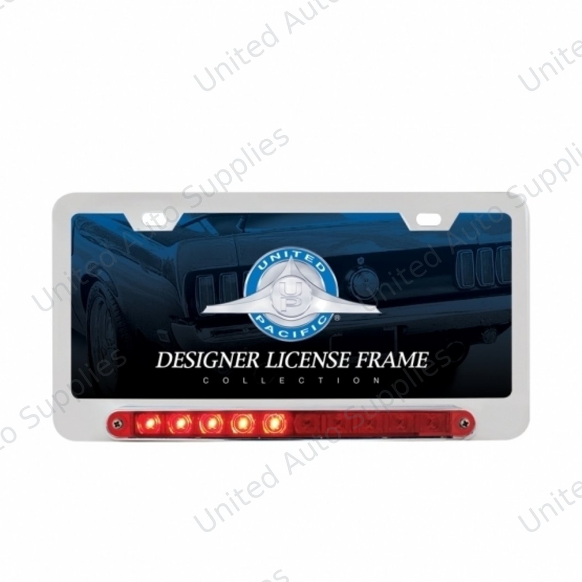 Deluxe License Plate Frame W/Split Turn Function LED Light - Chrome