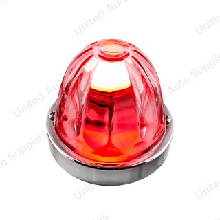 Dual Function Glass Watermelon Flush Mount Kit With LED Bulb - Red LED/Clear Lens