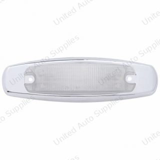 12 LED Rectangular Light (Clearance/Marker) With Chrome Bezel - Red LED/Clear Lens