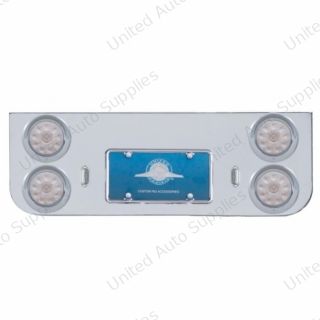 Chrome Rear Center Panel With Four 10 LED 4" Lights & Visors - Red LED/Clear Lens