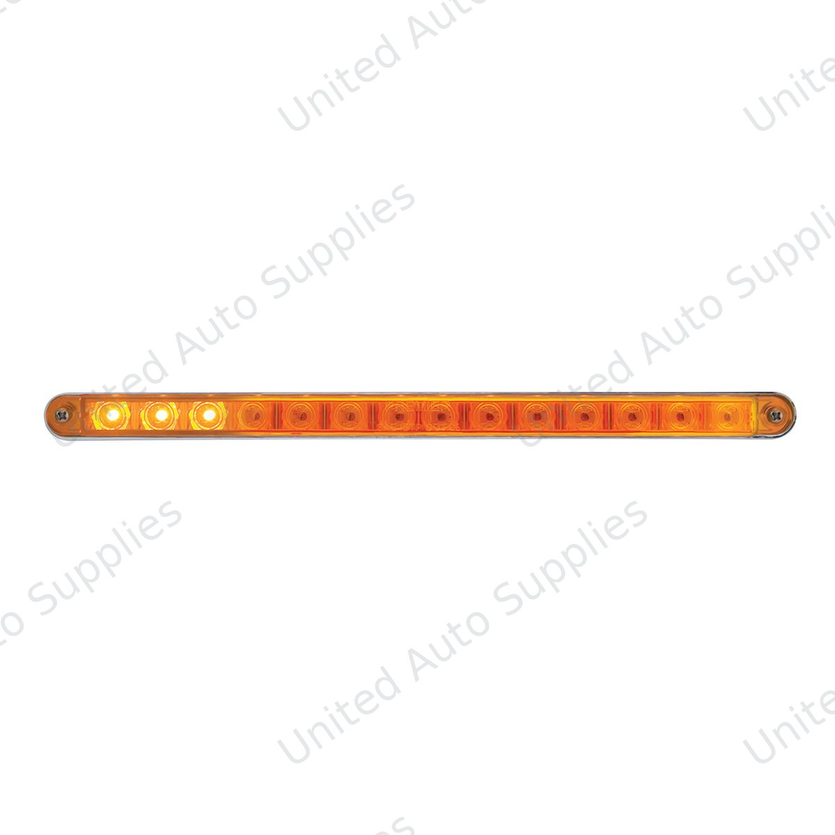 14 LED 12" Sequential Light Bar With Bezel - Amber LED/Amber Lens