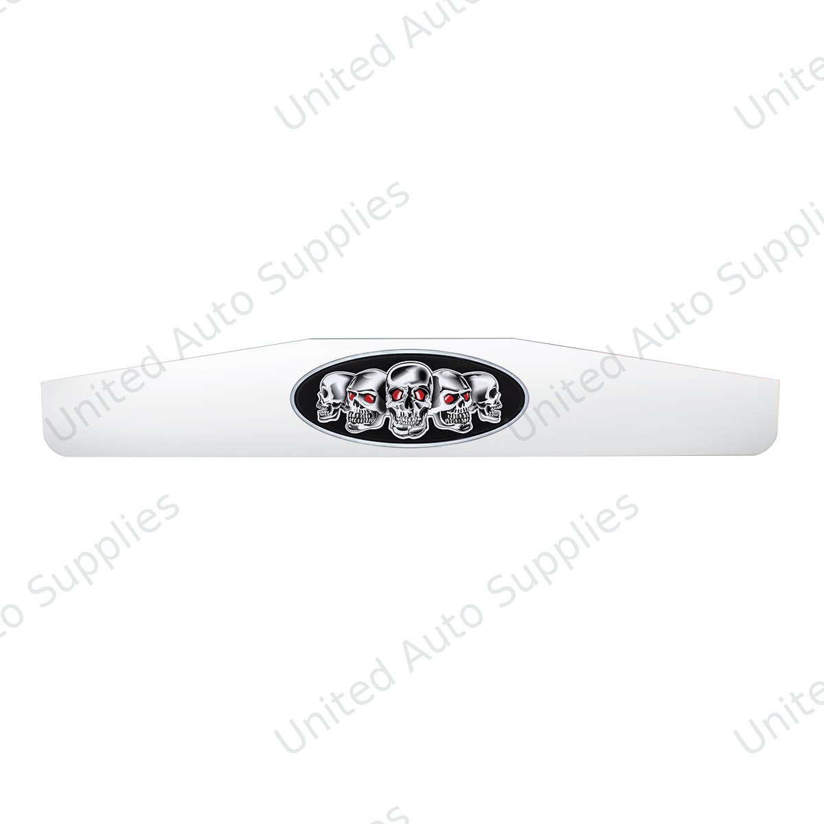 4" X 24" Chrome Bottom Mud Flap Weight With Oval Black Skull Emblem