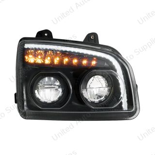 High Power LED Blackout Headlight With LED Turn Signal & Light Bar For 2015-2026 Kenworth T880-Passenger