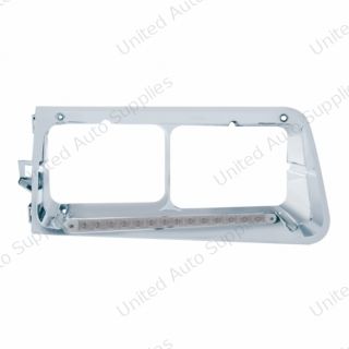 14 LED Headlight Bezel For 1989-2009 Freightliner FLD - Passenger - Amber LED/Clear Lens
