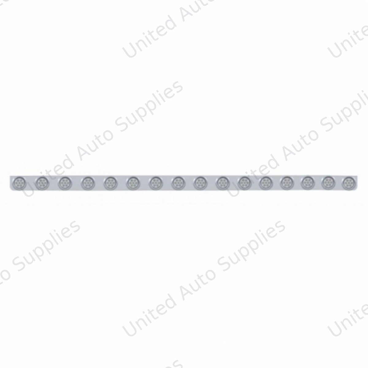 79-1/2" SS Bumper Light Bracket With 16X 7 LED 2" Reflector Lights & Visors -Amber LED/Clear Lens