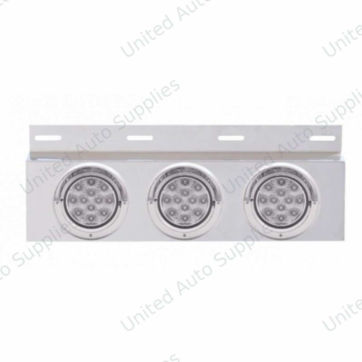 Stainless Top Mud Flap Plate With 3X 12 LED 4" Lights & Visors - Red LED/Clear Lens (Each)