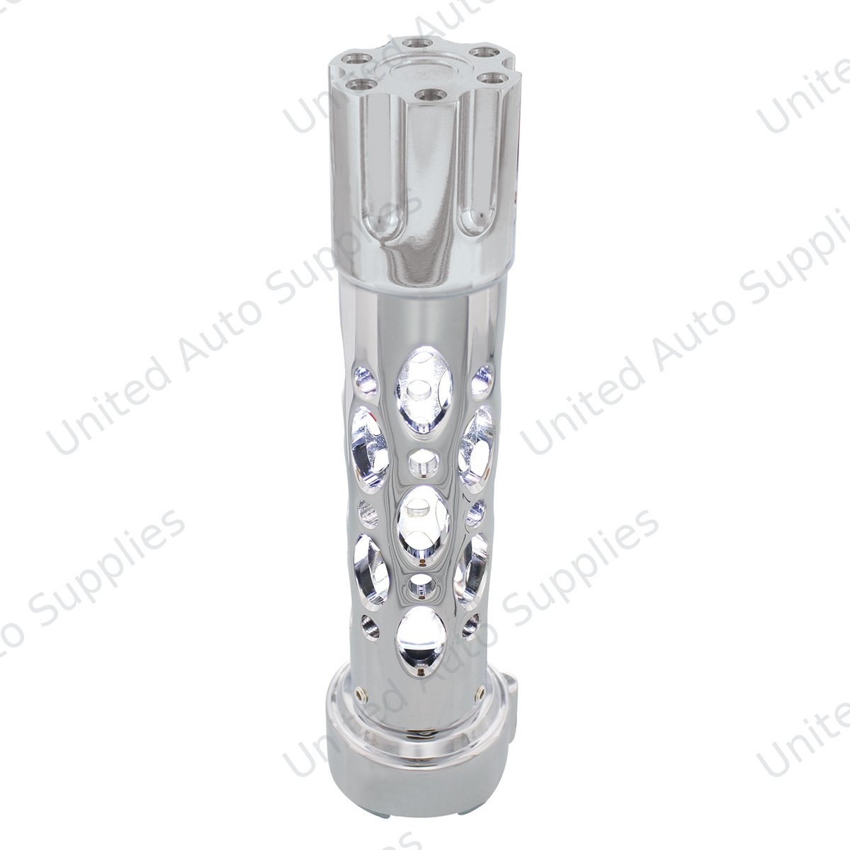 Austin Gun Cylinder Gearshift Knob With LED 9/10 Speed Adapter - Chrome/White LED