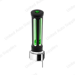 Thread-On Matte Black Sonoma Gearshift Knob With LED 9/10 Speed Adapter-Dark Green Crystal/Green LED