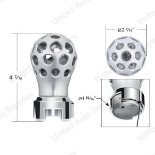 Thread-On Annodized Phoenix Ball Gearshift Knob With LED 13/15/18 Speed Adapter-White LED
