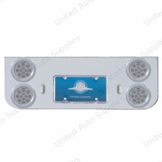Chrome Rear Center Panel With Four 12 LED 4" Reflector Lights & Bezels - Red LED/Clear Lens