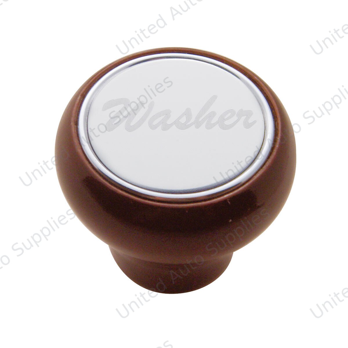 "Washer" Wood Deluxe Dash Knob - Stainless Plaque