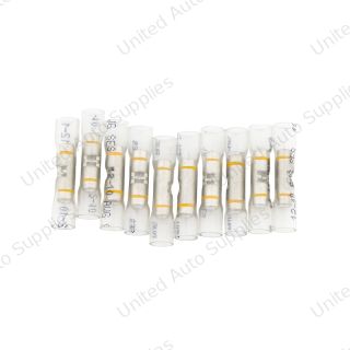12-10 AWG CS Window Heat Shrink Butt Connector - Clear w/ Yellow Stripe (10-Pack)