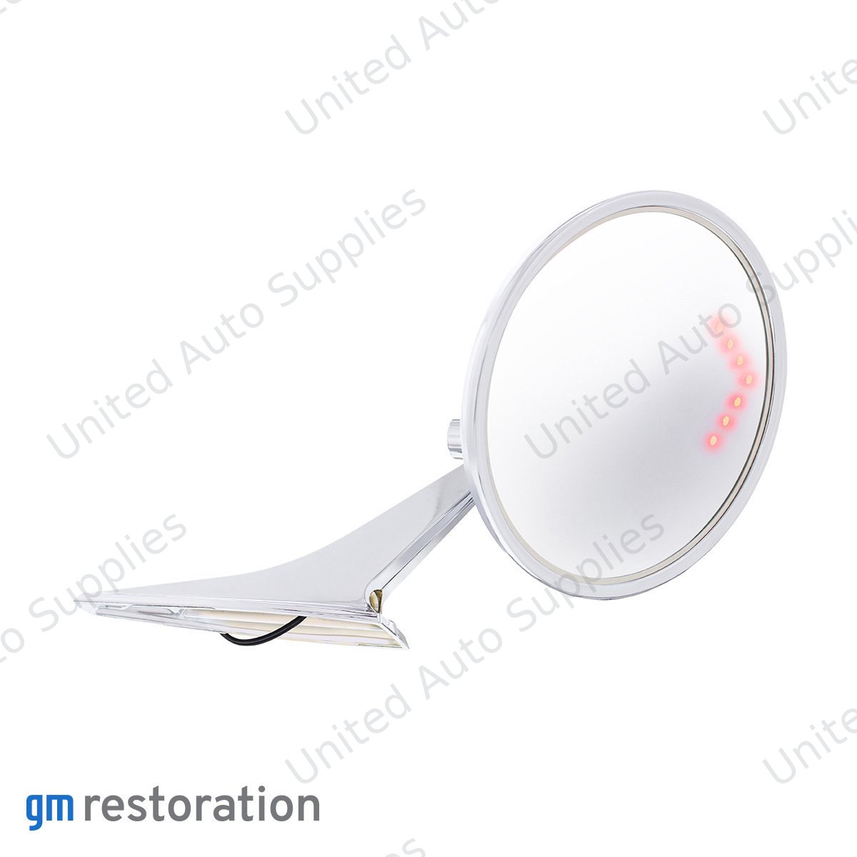 Exterior Mirror With Bow Tie Logo, Convex Glass & LED Turn For 1966-72 Chevy Passenger Car - R/H