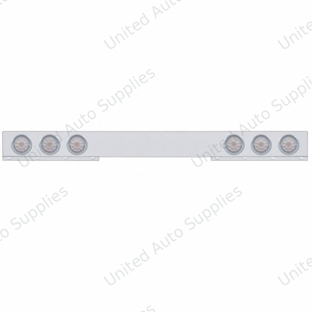 Chrome 1 Piece Rear Light Bar With Six 10 LED 4" Lights & Visors - Red LED/Clear Lens