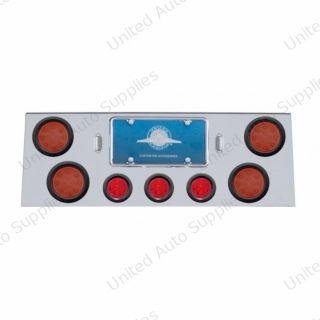 SS Rear Center Panel With 4X 12 LED 4" Reflector Light & 3X 13 LED 2.5" Beehive Light -Red LED & Lens