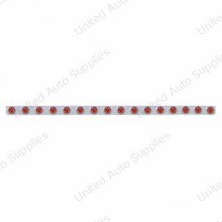 79-1/2" SS Bumper Light Bracket With 16X 9 LED 2" Reflector Lights & Visors -Red LED & Lens