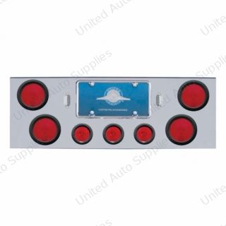 Chrome Rear Center Panel With Four 4" Lights & Three 2.5" Lights & Grommets