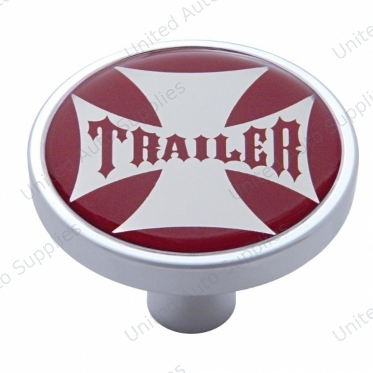 "Trailer" Short Air Valve Knob - Red Maltese Cross Sticker