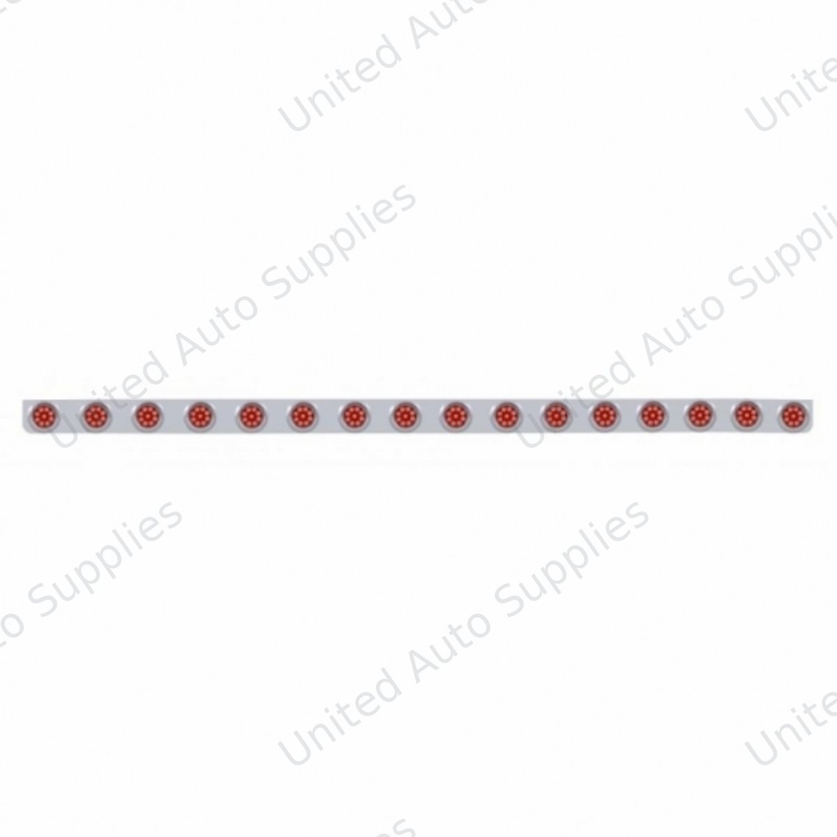 79-1/2" SS Bumper Light Bracket With 16X 9 LED 2" Reflector Lights & Visors -Red LED & Lens
