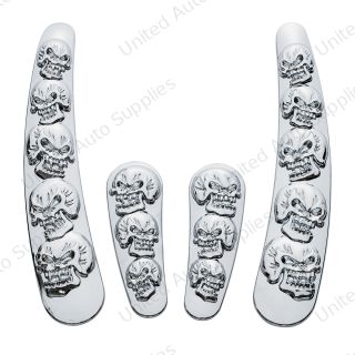 Chrome Skull Swing Arm Accent Set For Harley Motorcycle
