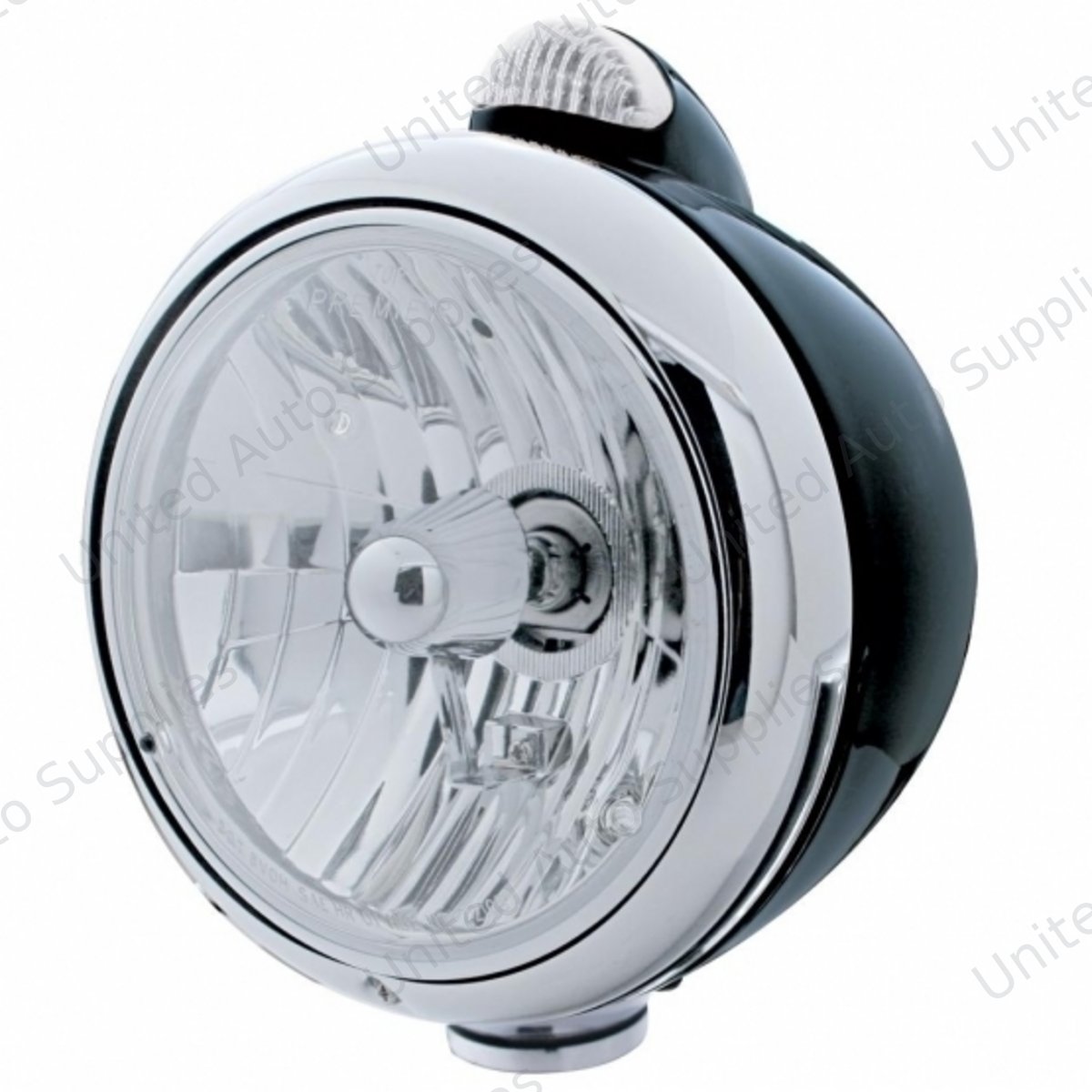 Black Guide 682-C Style Headlight Crystal H4 & LED Signal - Clear Lens