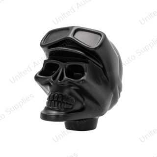Aluminum Skull Biker 1/2"-13 Thread-On Gearshift Knob - Black (Bulk)