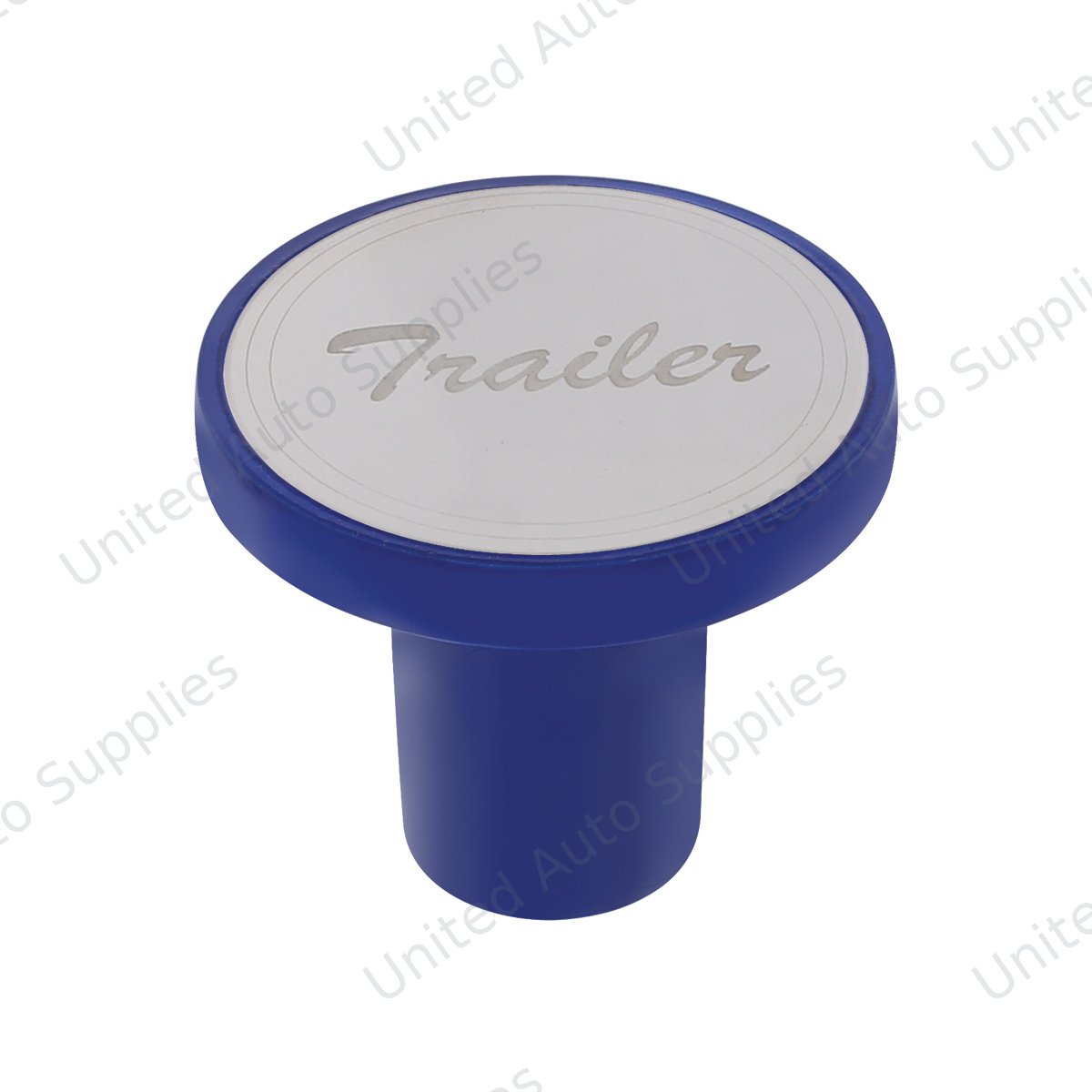 Aluminum Screw-On Air Valve Knob With Stainless Trailer Plaque - Indigo Blue