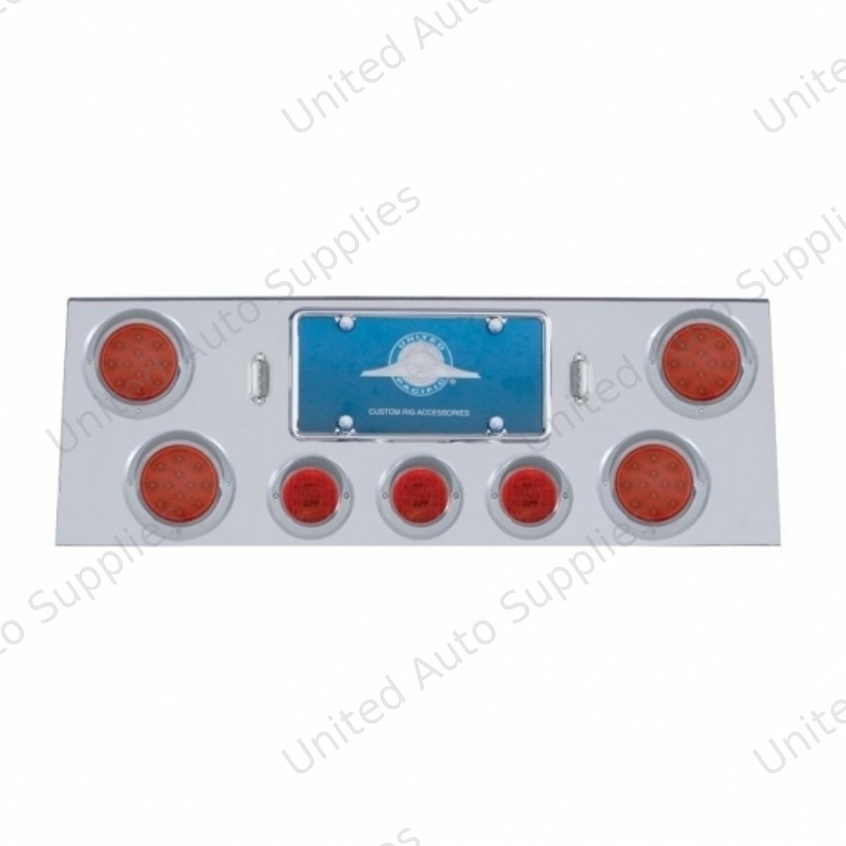 SS Rear Center Panel With 4X 12 LED 4" Reflector Light & 3X 13 LED 2.5" Light & Visor -Red LED & Lens