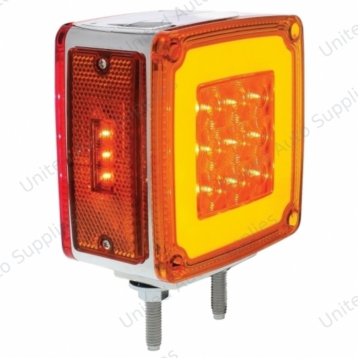 GloLight 53 LED Double Stud Double Face Turn Signal W/ Side Marker-Passenger-Amber & Red LED/Amber & Red Lens