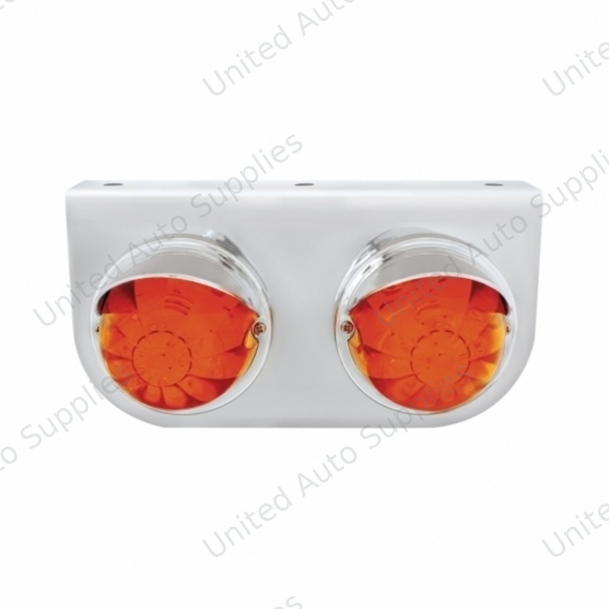 SS Light Bracket With 2X 17 LED Dual Function Watermelon Lights & Visors - Amber LED/Dark Amber Lens